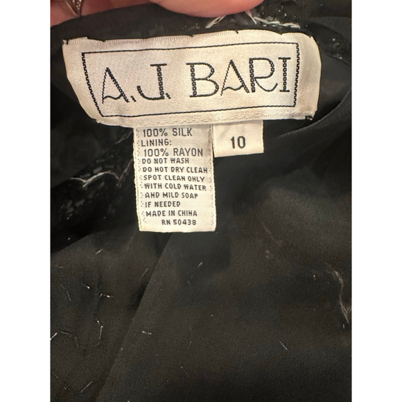 A.J. Bari Vintage 100% Silk Beaded Sequin Gown 80s 90s Asymmetric M - Picture 16 of 16